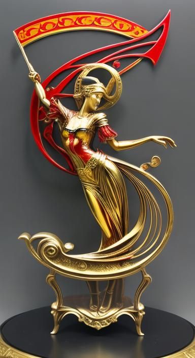 Art Nouveau Metallic Red Design
