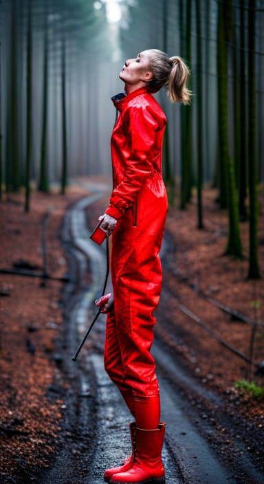 Girl in Mud Smoking in Woods