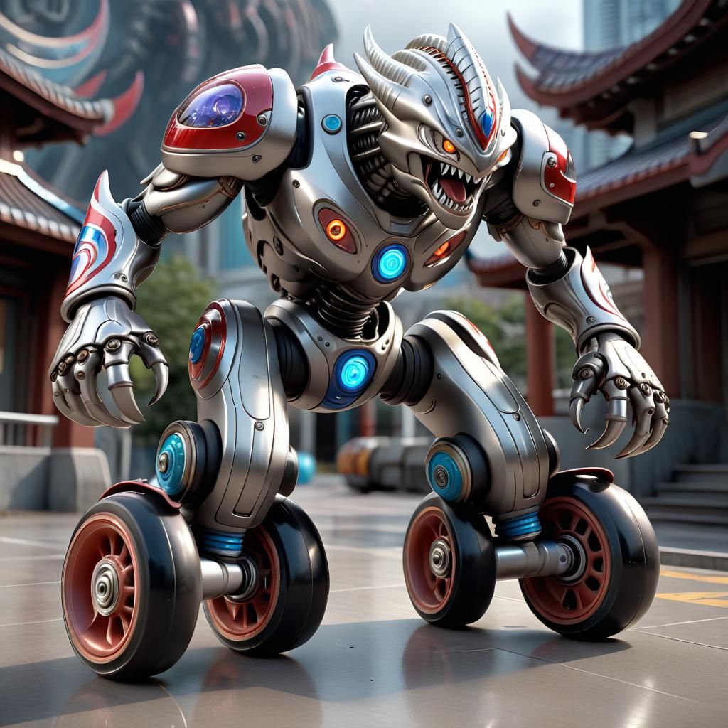 Kaiju Monster on Smart Wheel Roller Skates