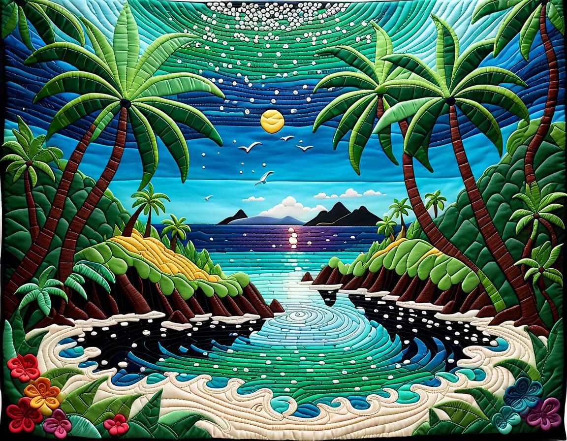 Binary Code Dream as Stumpwork Quilt