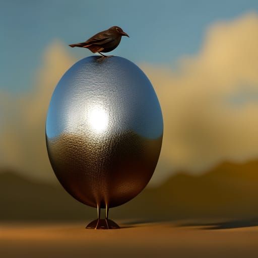Golden Bird on Silver Egg: Fantasy Art