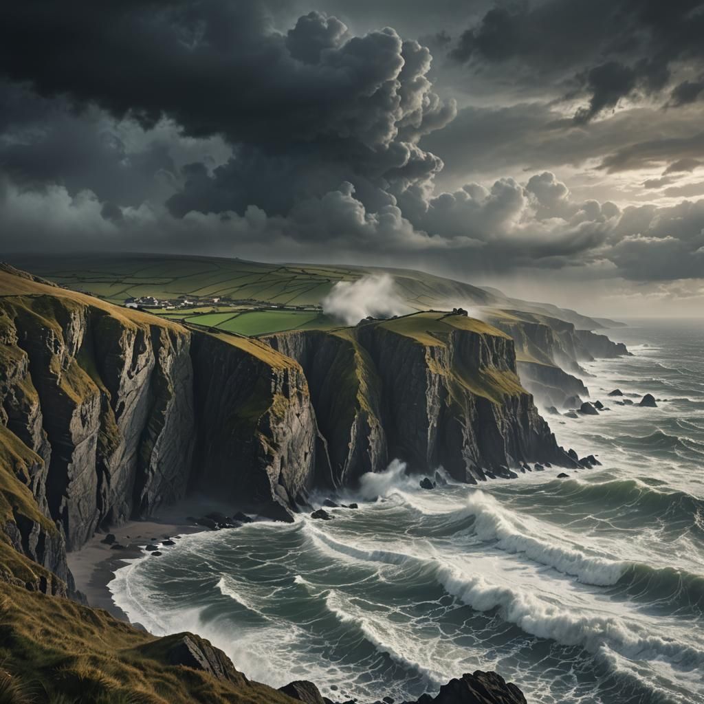 Epic Coastal Storm Approaching Cliffs