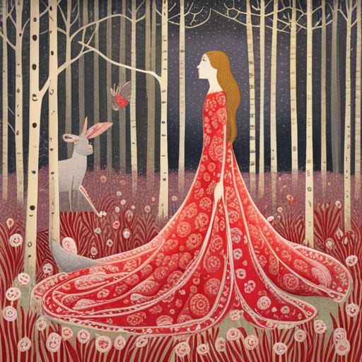 Enchanted Garden Illustration in Botanical Art Style