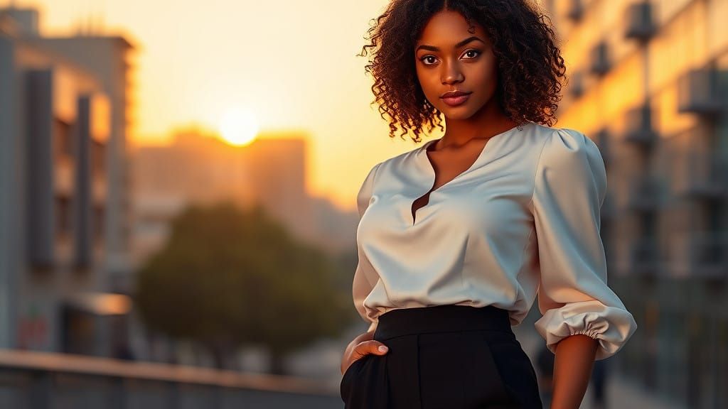 Hyper-Realistic Portrait of a Young Woman in Elegant Attire