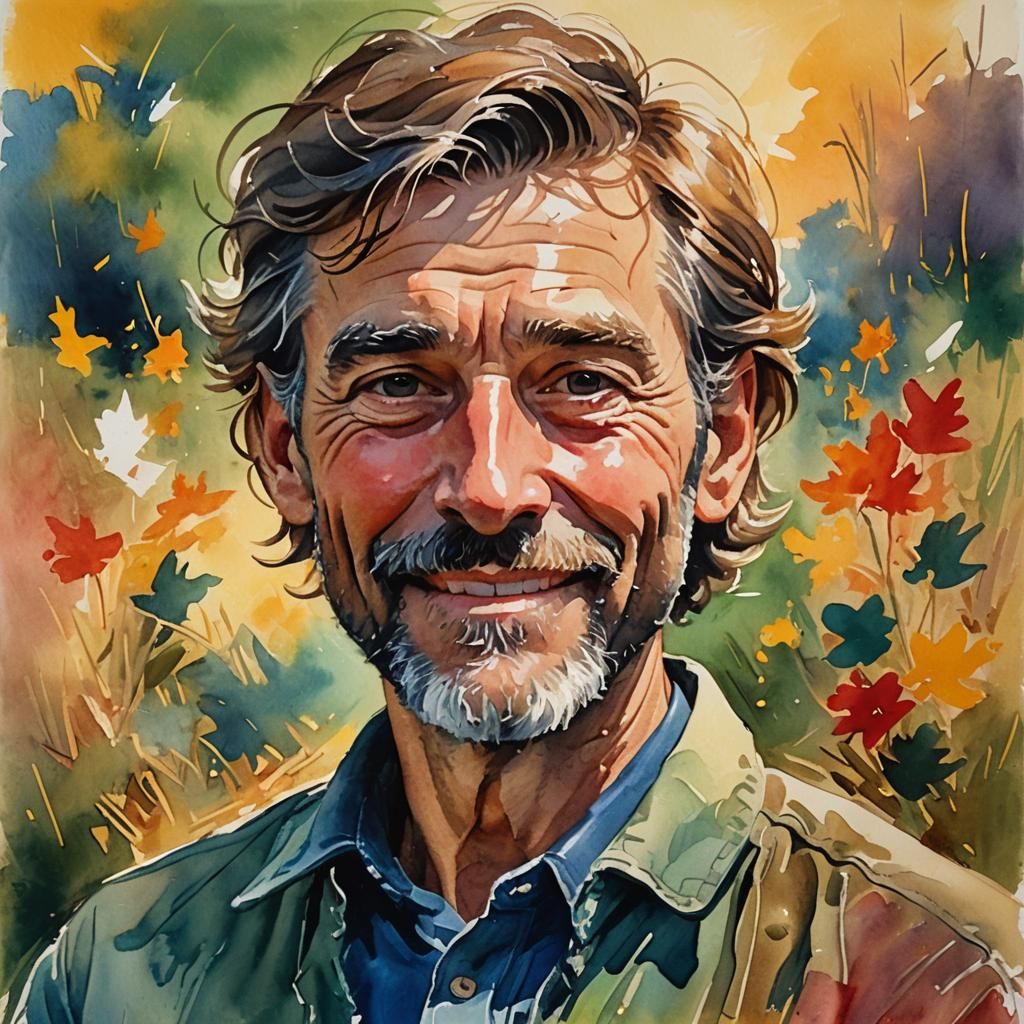 Nostalgic Portrait in Gouache Watercolor with Impasto Textur...