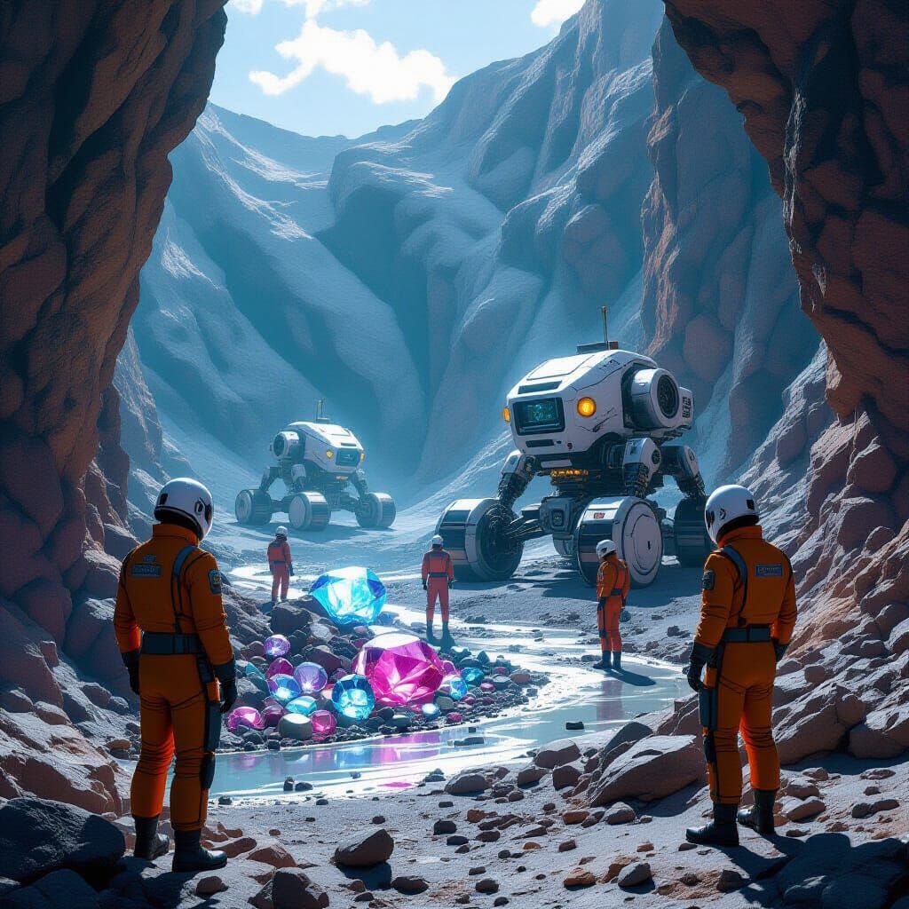 Futuristic Gem Mine in Matte Painting Style