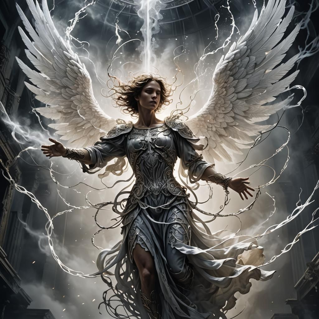 Ethereal Angel in Dark Fantasy Baroque Style