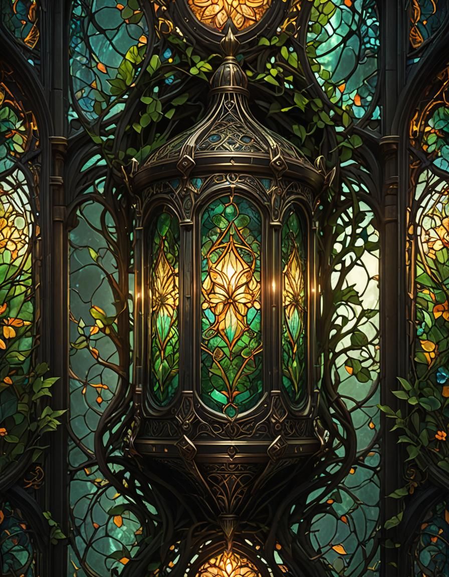 Elven stained glass lantern