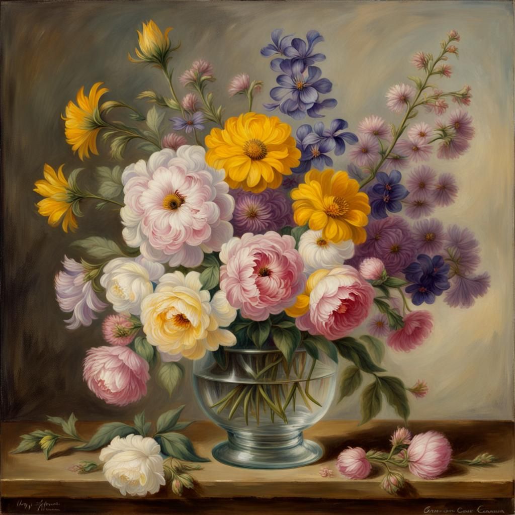 Floral Still Life in Pastel Colors