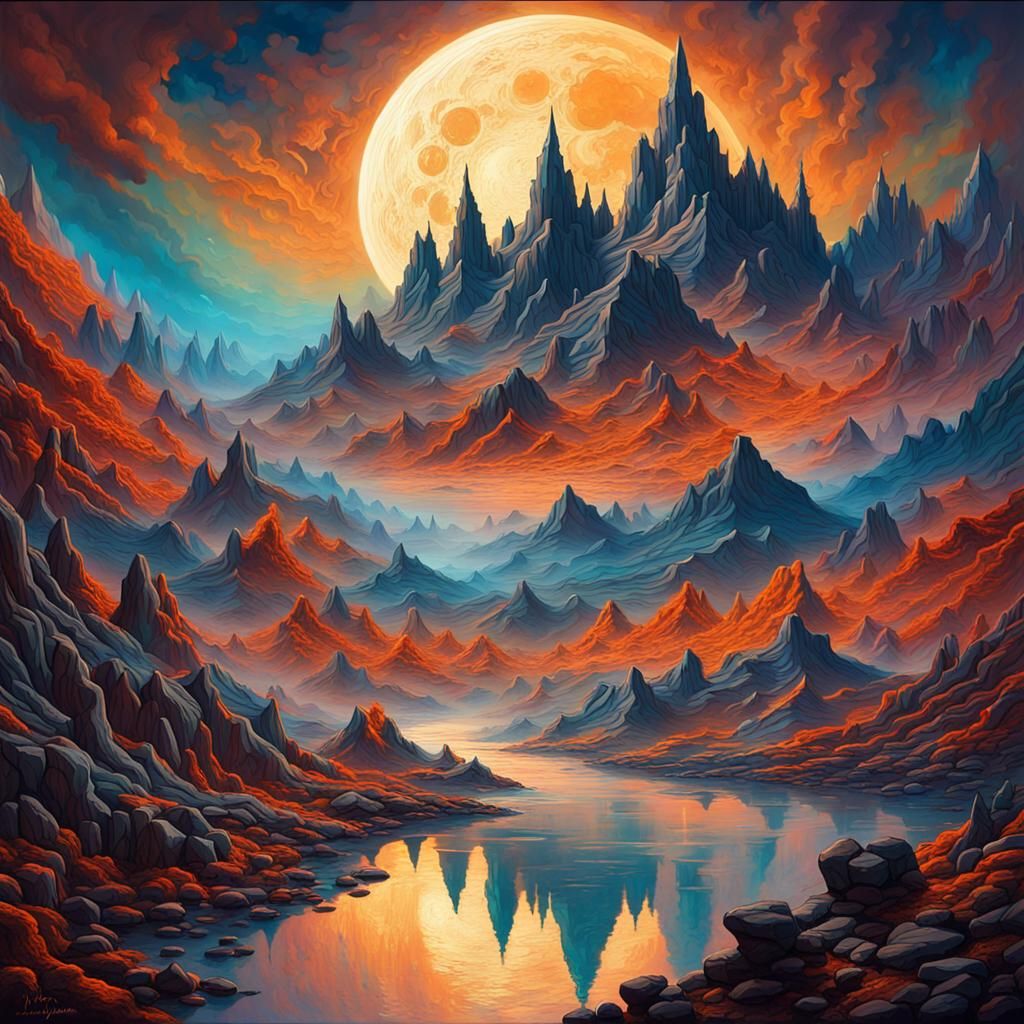 Epic Moonscape Splash Art with Vibrant Colors