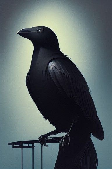 Geometric Black Bird Portrait Illustration