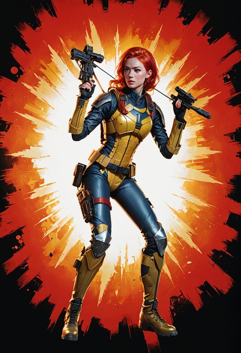 Photorealistic Woman Warrior in Military Fatigues