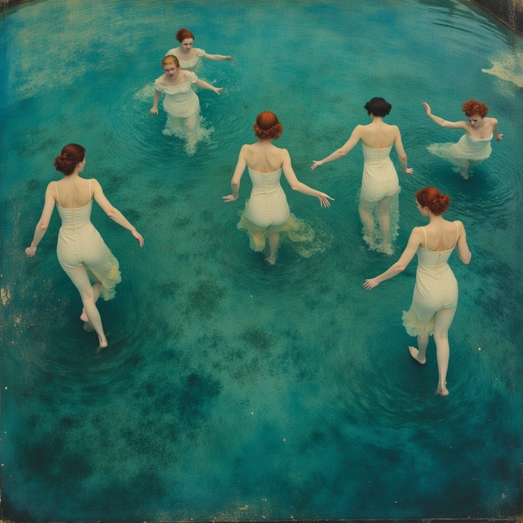 Swimmers Enjoy a Serene Lake