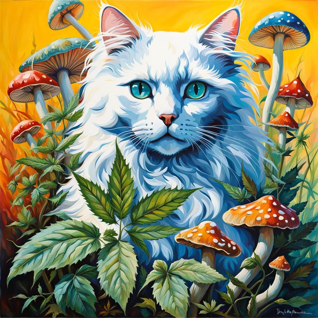 Psychedelic Cat in Dark Fantasy Style