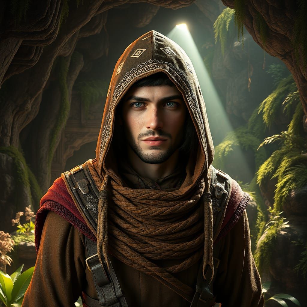 Cave Dweller Portrait in Art Nouveau Style