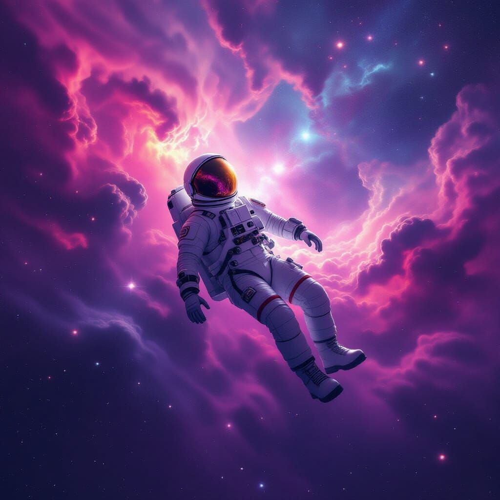 Astronaut Floating in Cosmic Ocean