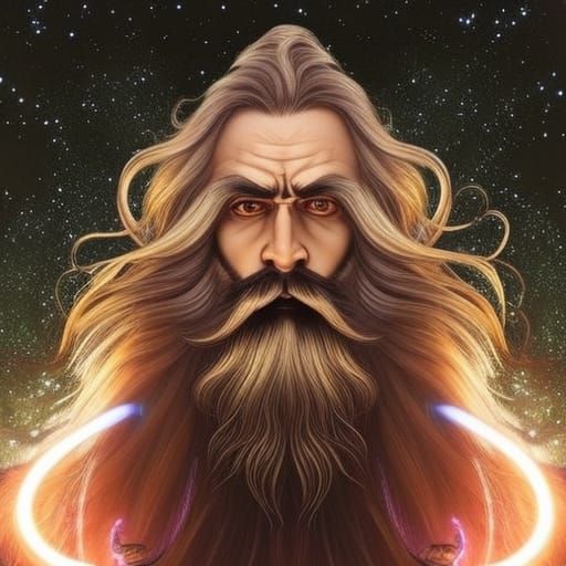 Hyperdetailed Wizard with Flowing Energy