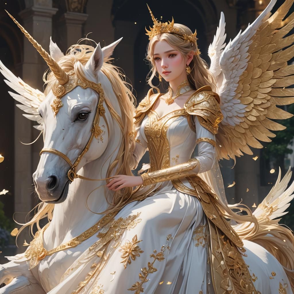Anime Princess on Winged Unicorn in 8K