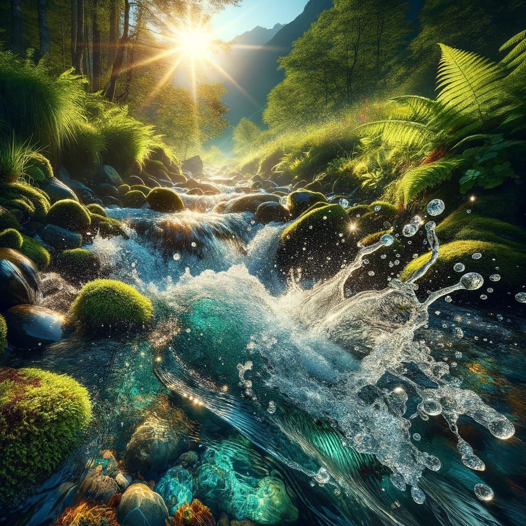 Crystal Mountain Stream with Turquoise Water