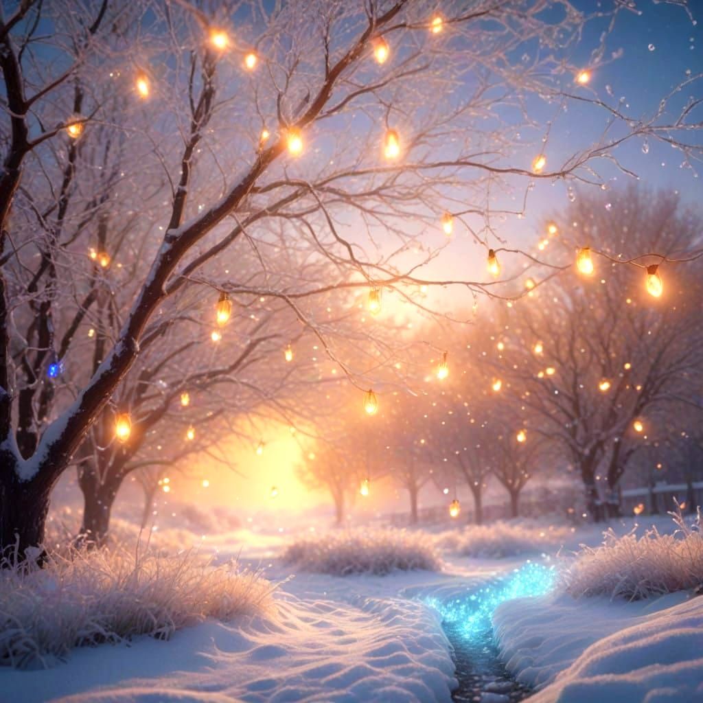 Enchanted Winter Wonderland Illuminated by Iridescent Scales