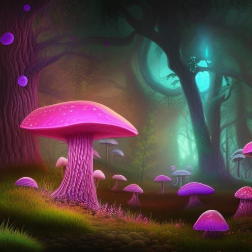 Magical Bioluminescent Mushroom Forest in 8k Resolution