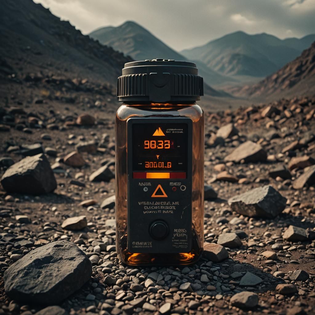 Glowing Bottle Battery in Moody Cinematic Style