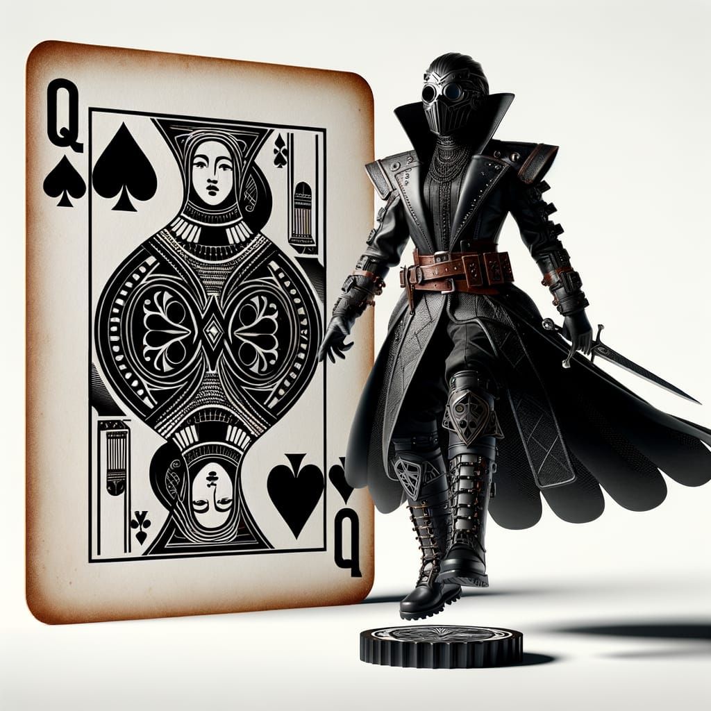 Steampunk Queen of Spades in Leather Attire
