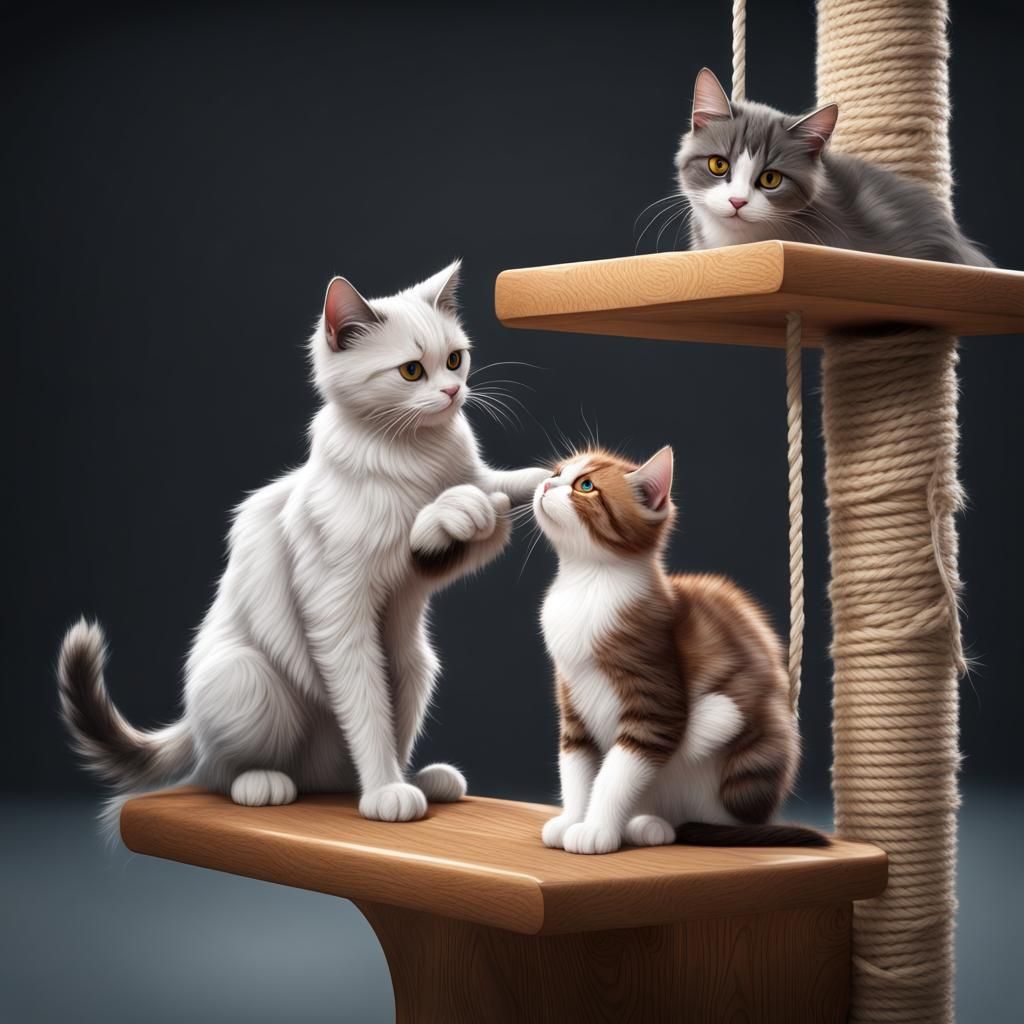 Grumpy Cat and Kitten Play: Detailed Matte Painting
