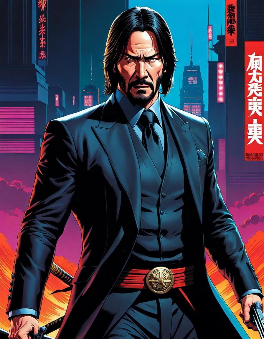 John Wick as Samurai: Epic Comic Book Art
