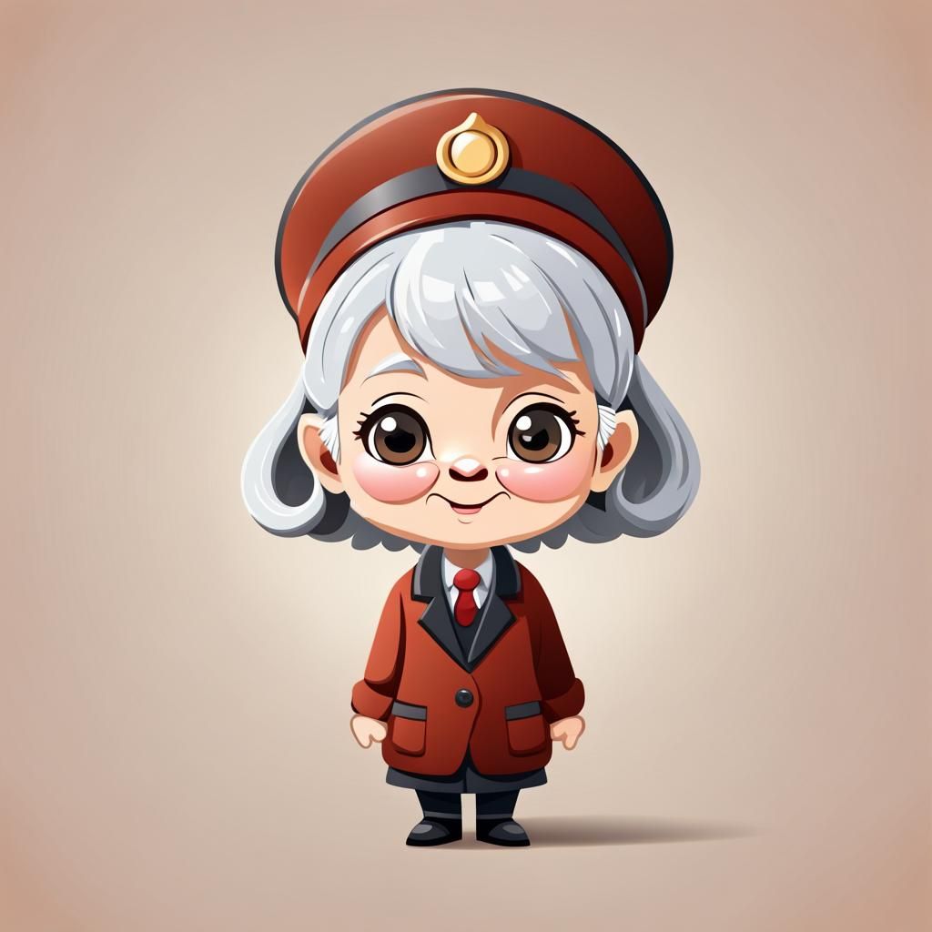 Chibi Elderly Character in 3D Vector Art Style