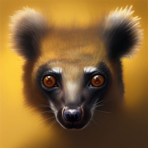 Hyperrealistic Lemur King Portrait with Gold Crown
