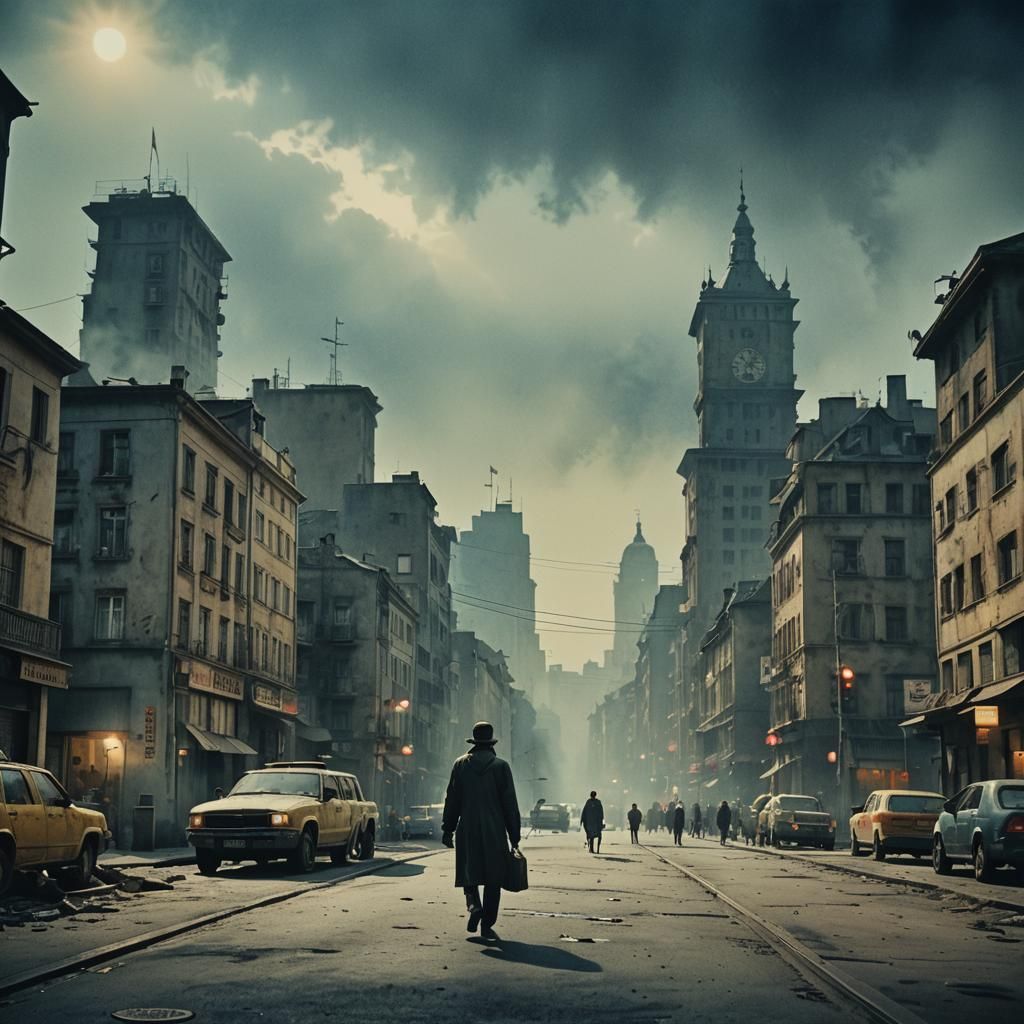 City of Silence: Atmospheric Watercolour Film Still