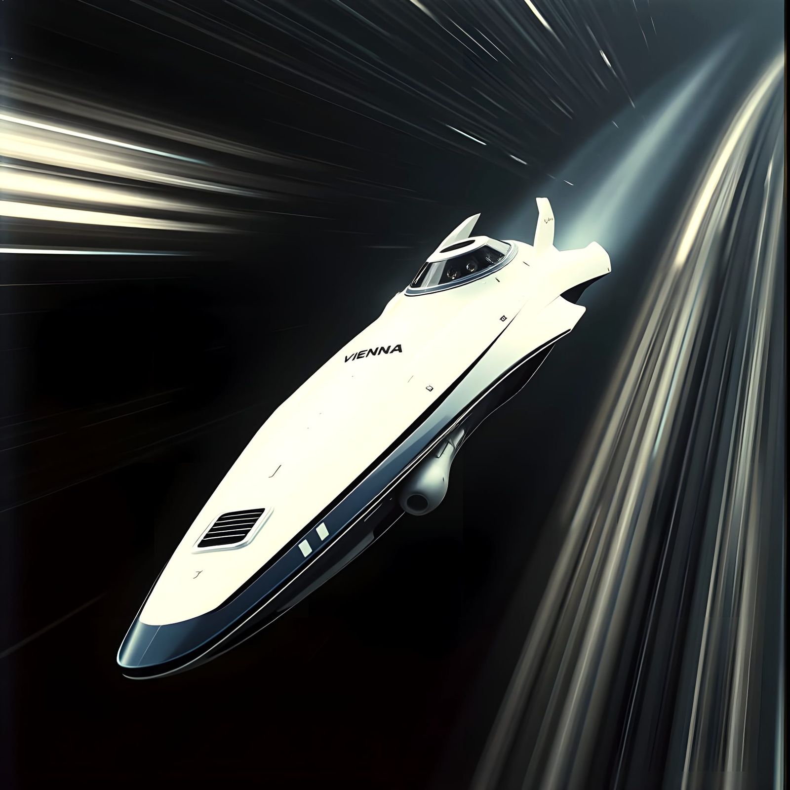 Sleek, Futuristic Starship in Deep Space, Late 22nd Century