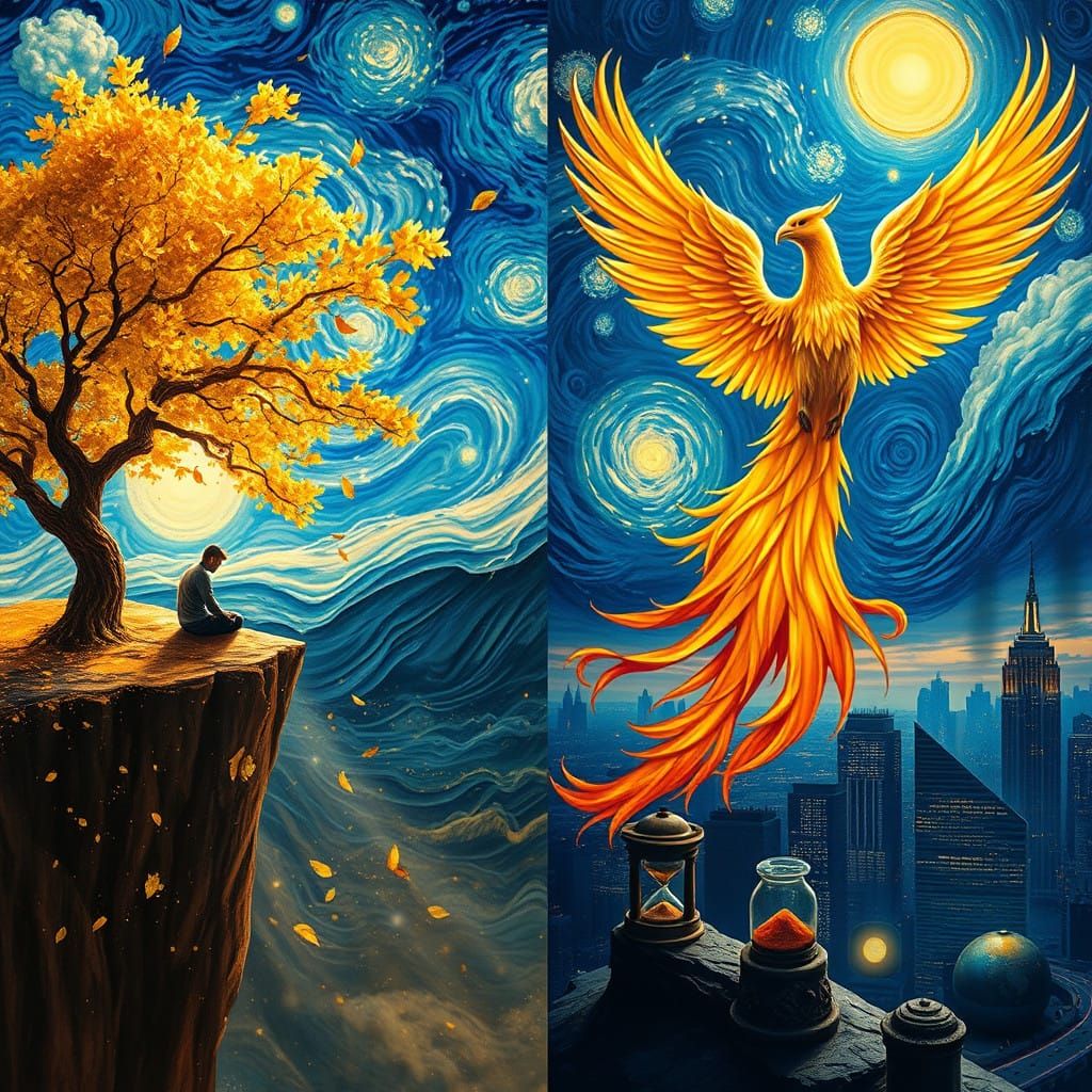 Luminous Figure Adorns Haunted Landscape with Celestial Wond...