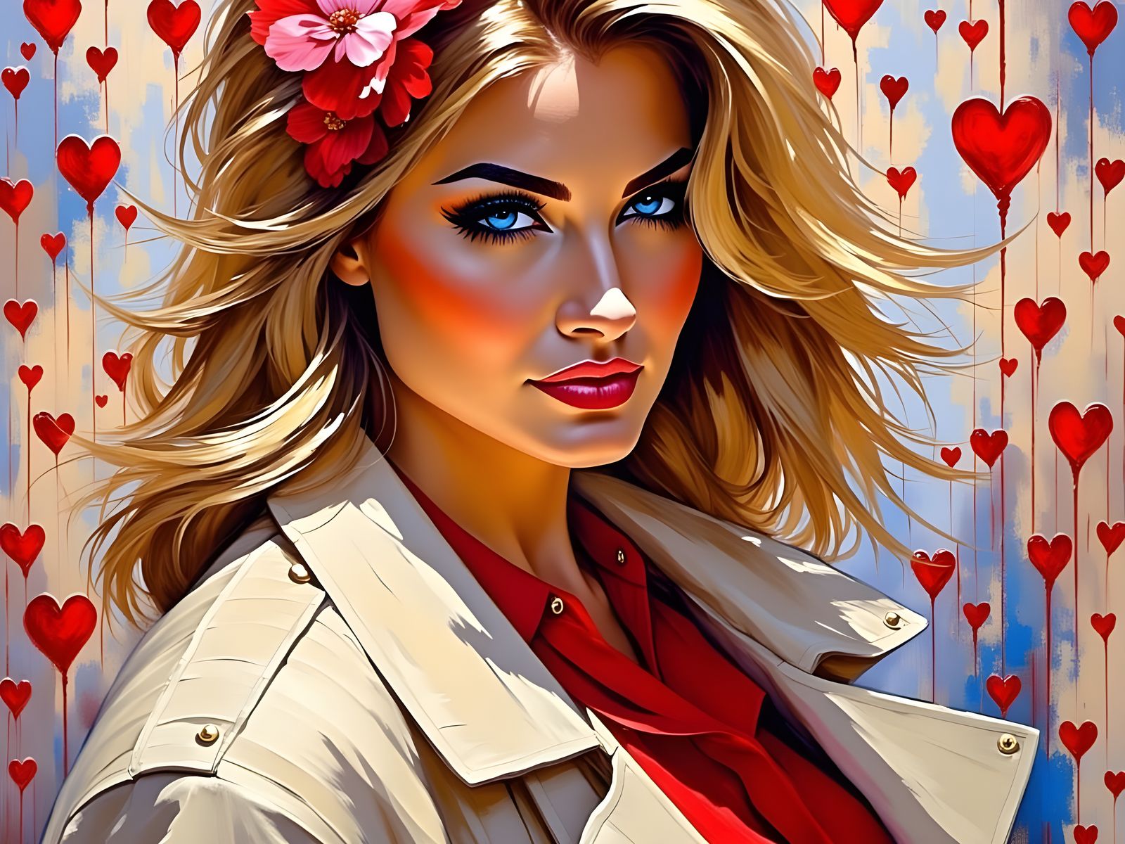 Impressionist Portrait of a Modern Woman on Valentine's Day