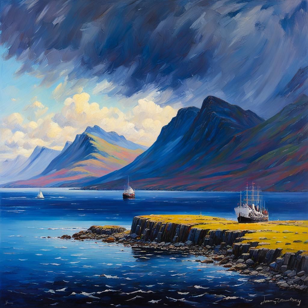 Bonnie Prince Charlie's Flight to Skye: Oil Painting