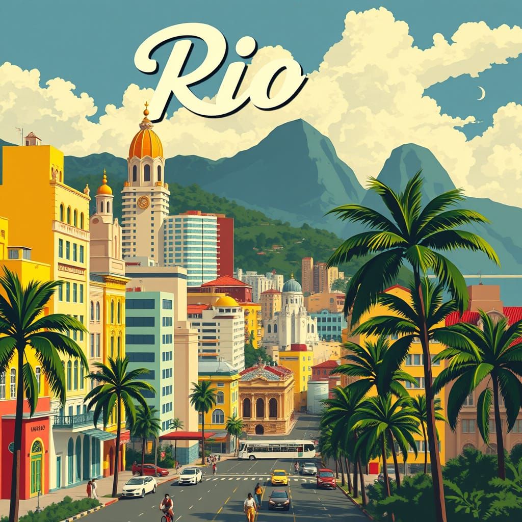 Rio De Janeiro: Art Deco Vintage Travel Poster