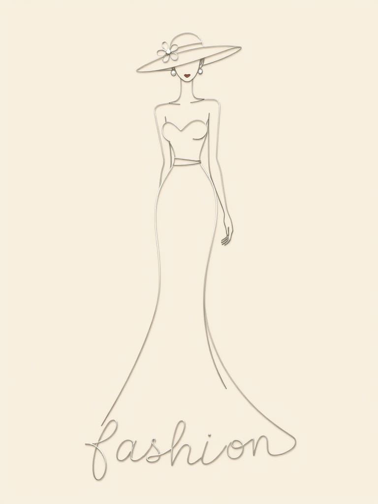 Fashion Gown Silhouette in Silver Wire