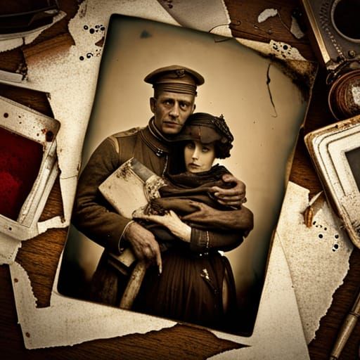 Post-Apocalyptic WW1 Soldier with Sepia Photograph