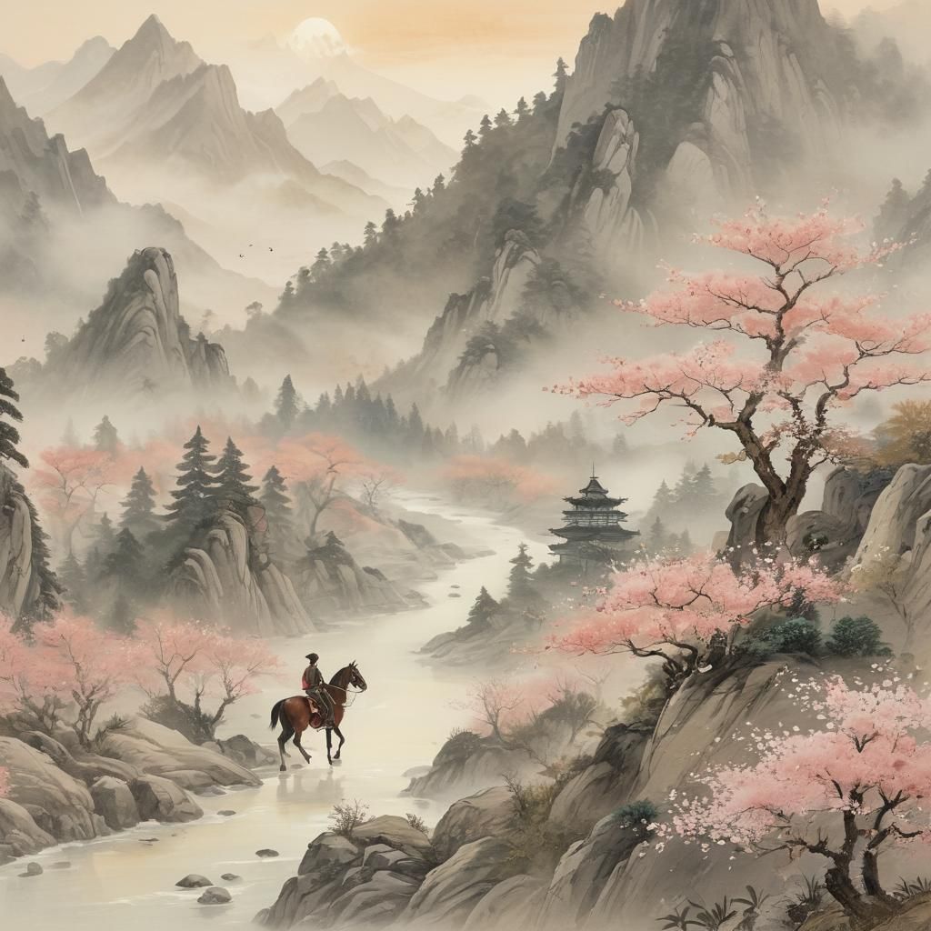 Mulan Rides Through Ancient Chinese Landscape