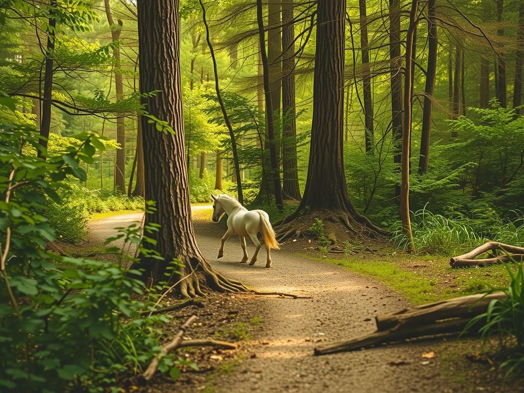 Mythical Unicorn Strolls Through a Serene Landscape