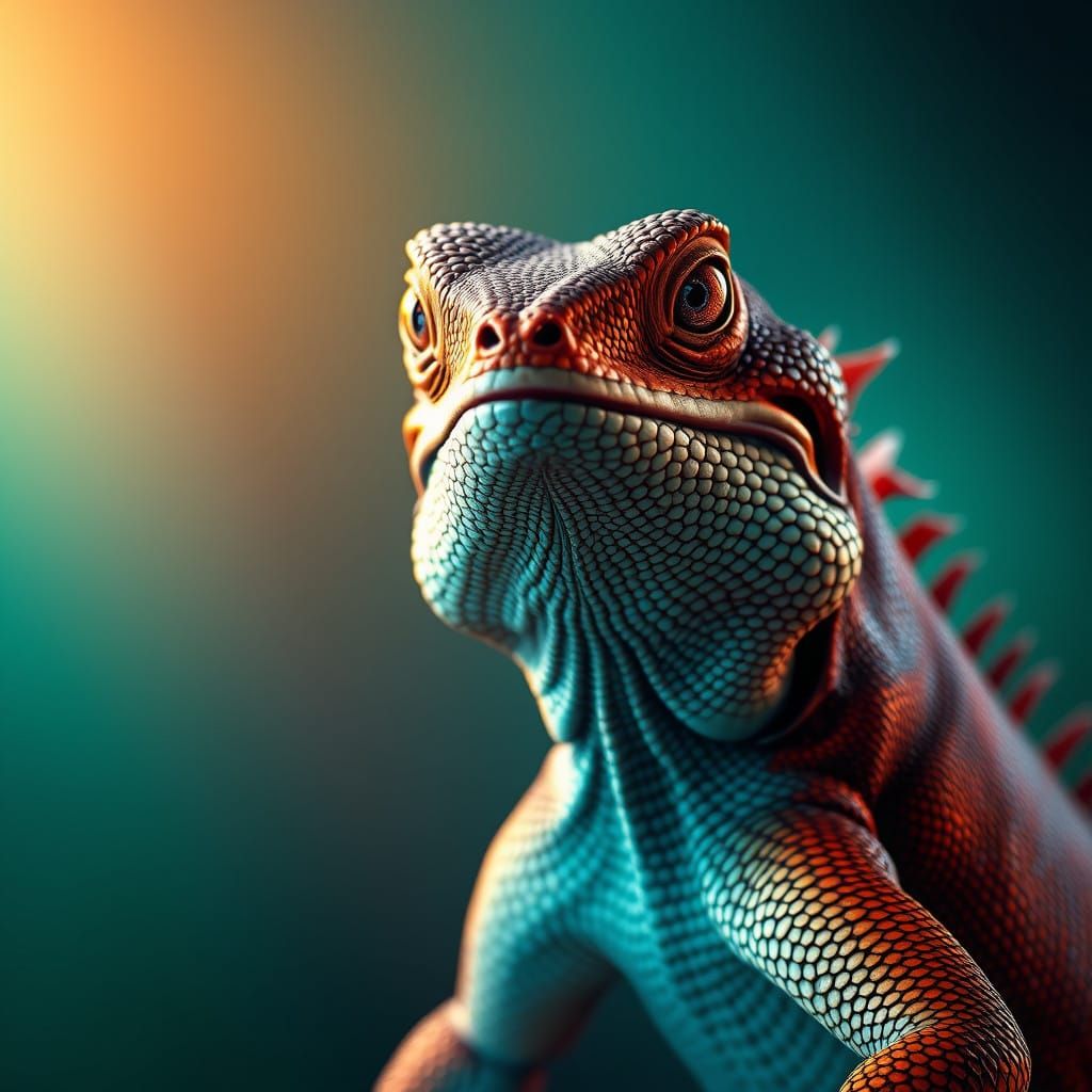 Vibrant Lizard with Emerald and Sapphire Accents