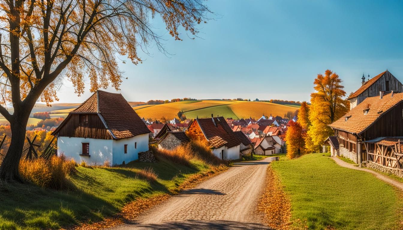 Hungarian Village in Autumn Daylight, 8K Matte