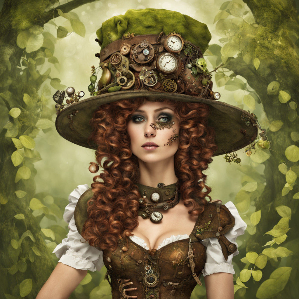 Steampunk Dryad in Polkadot Patterns