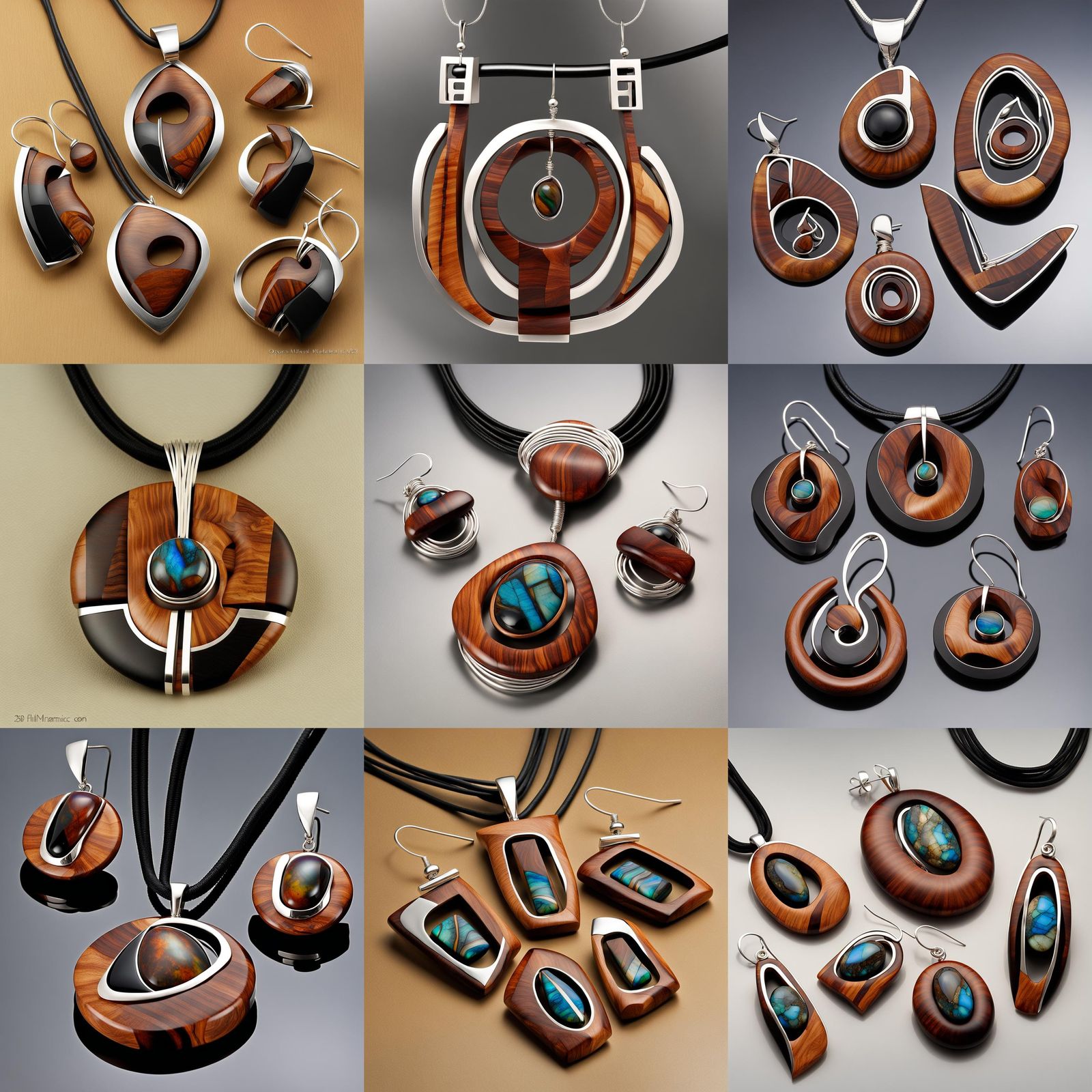 Opulent Gemstone Pendants in Silver and Platinum Wire