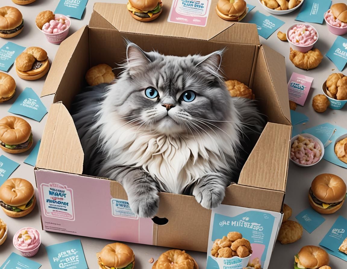 HD, concept art, one large cardboard fast food takeout meal ...