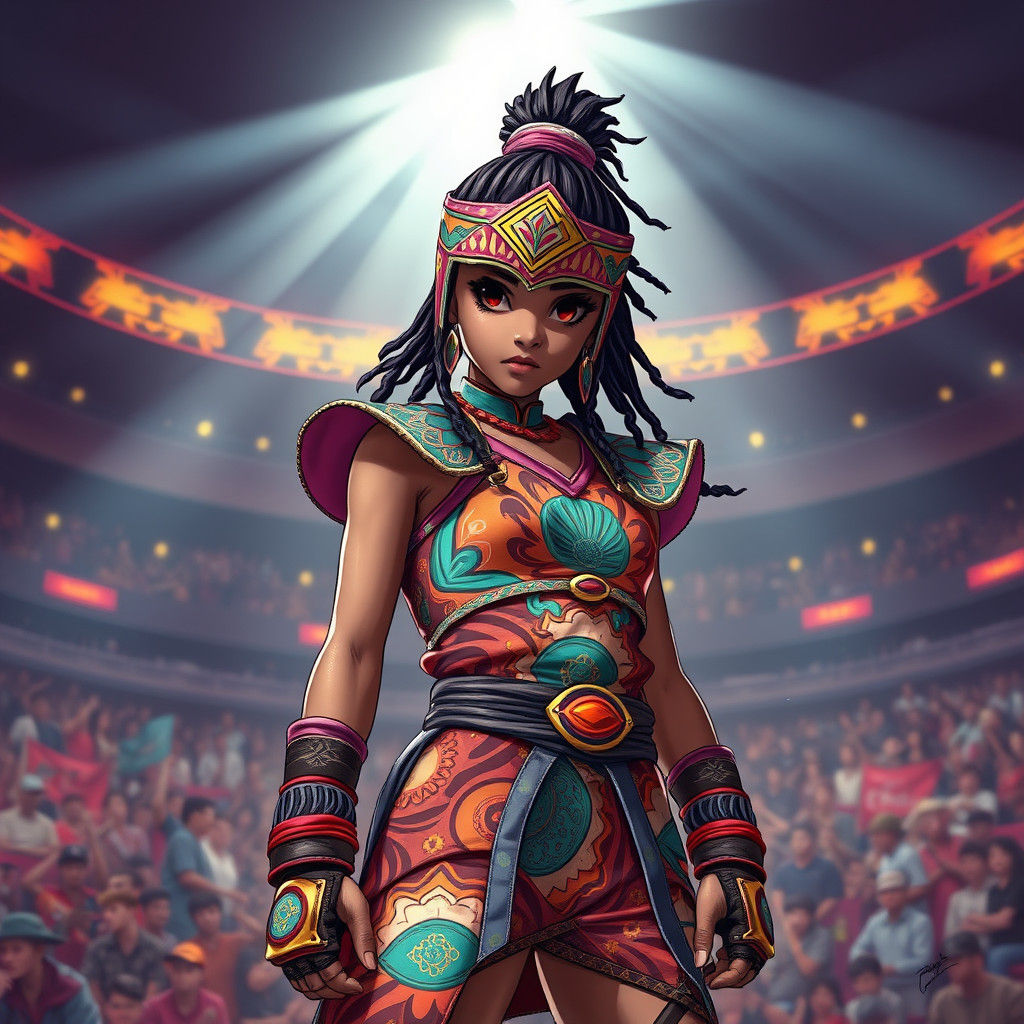 Liberian Warrior Girl in Anime-Style Fighting Tournament