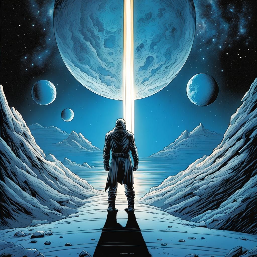 Ethereal Dying Star in Cosmic Blue