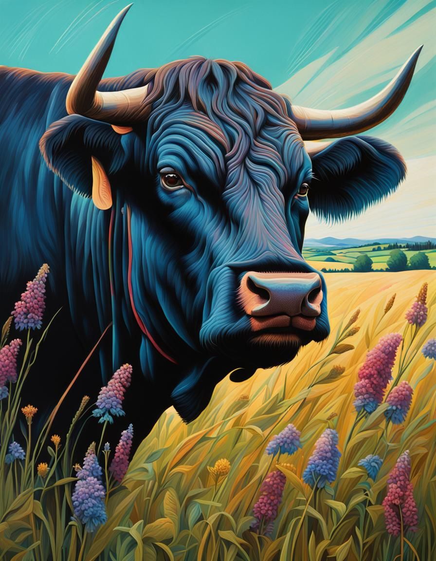 Angus Bull Portrait in Tretchikoff Style