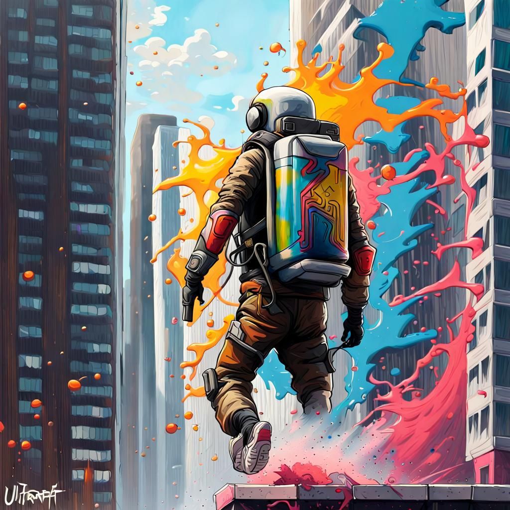 Jetpack Commute: Graffiti Art Skyscraper Landing